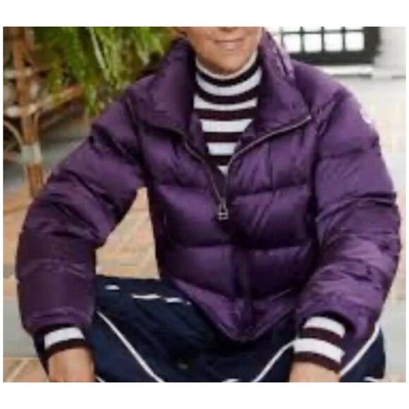 Tory Burch Sport Down Jacket Performance Satin Quilted Puffer Purple S - Picture 2 of 12